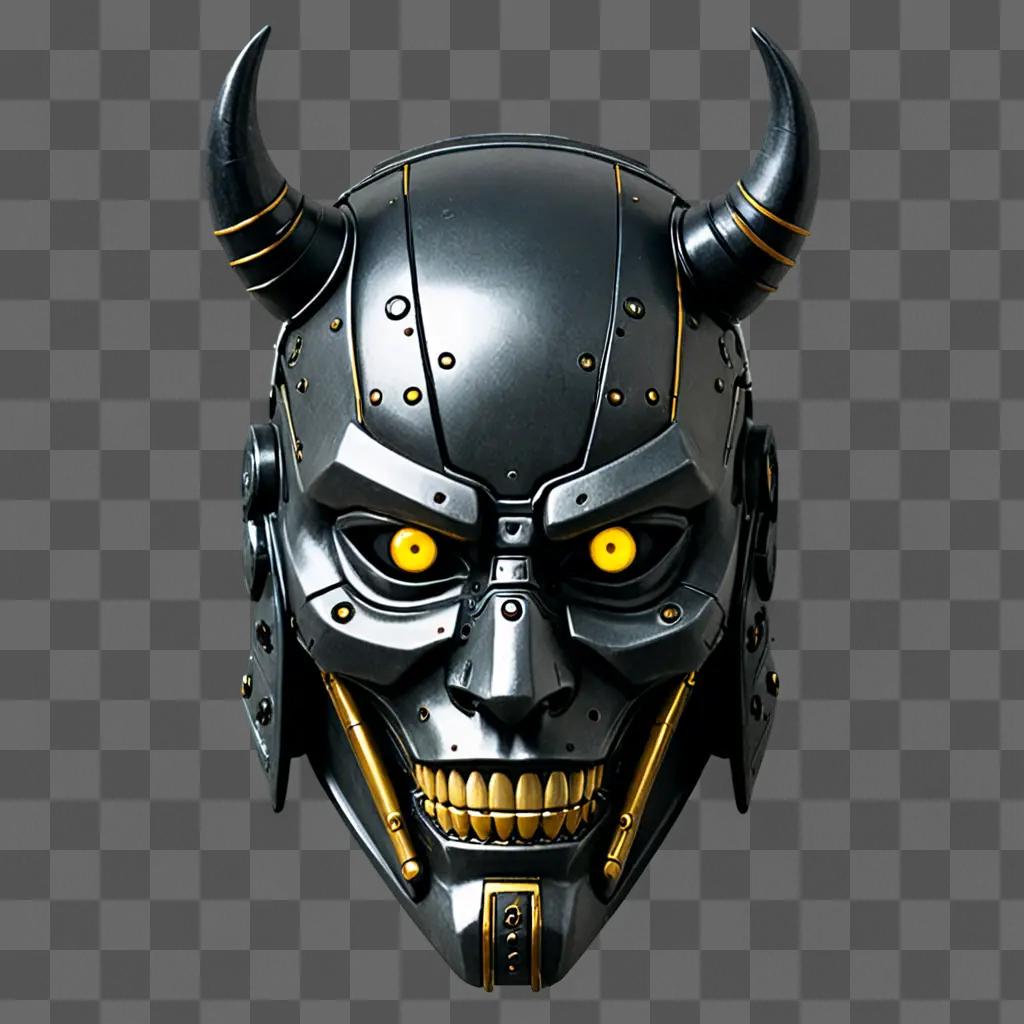 Cyberpunk samurai mask with glowing eyes