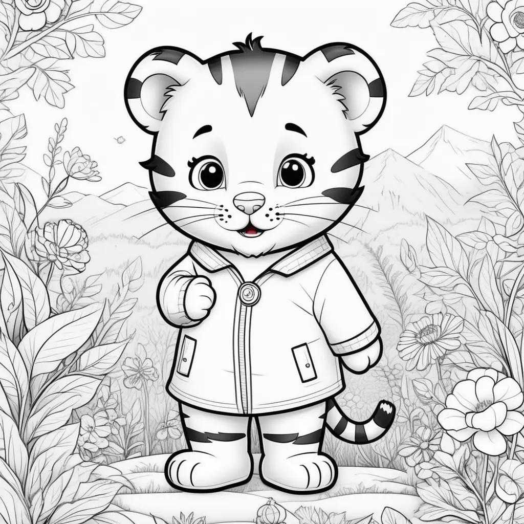 Daniel Tiger Coloring Pages Featuring a Happy Little Tiger