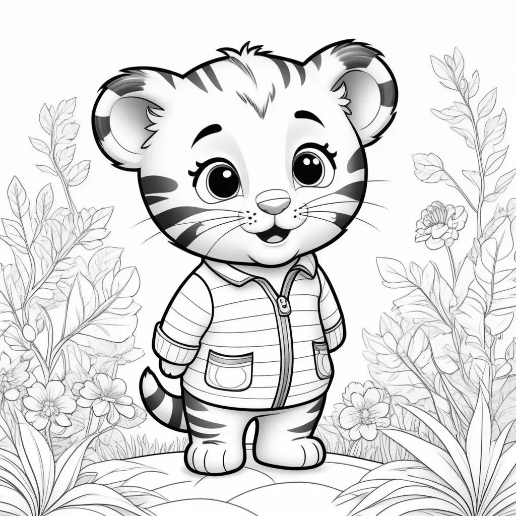 Daniel Tiger coloring pages with black and white cartoon