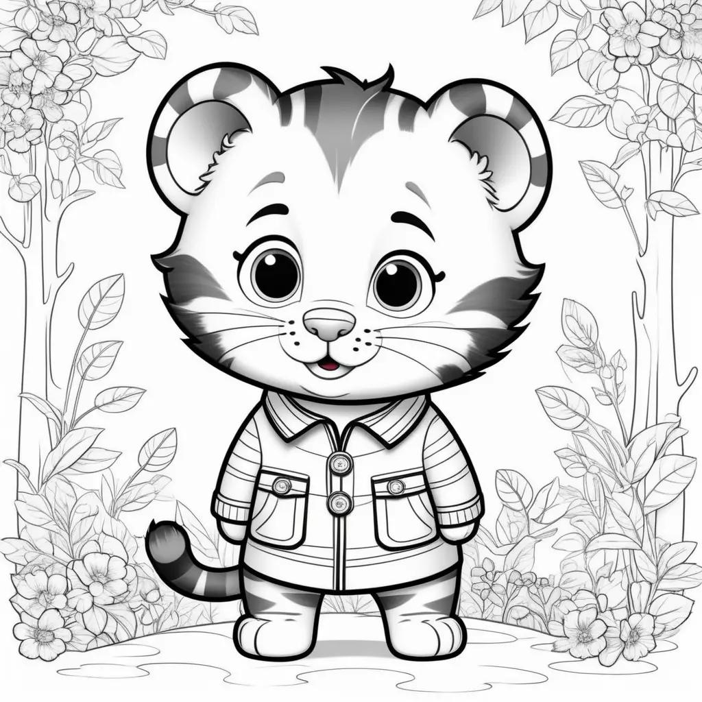 Daniel Tiger coloring pages with black and white illustrations