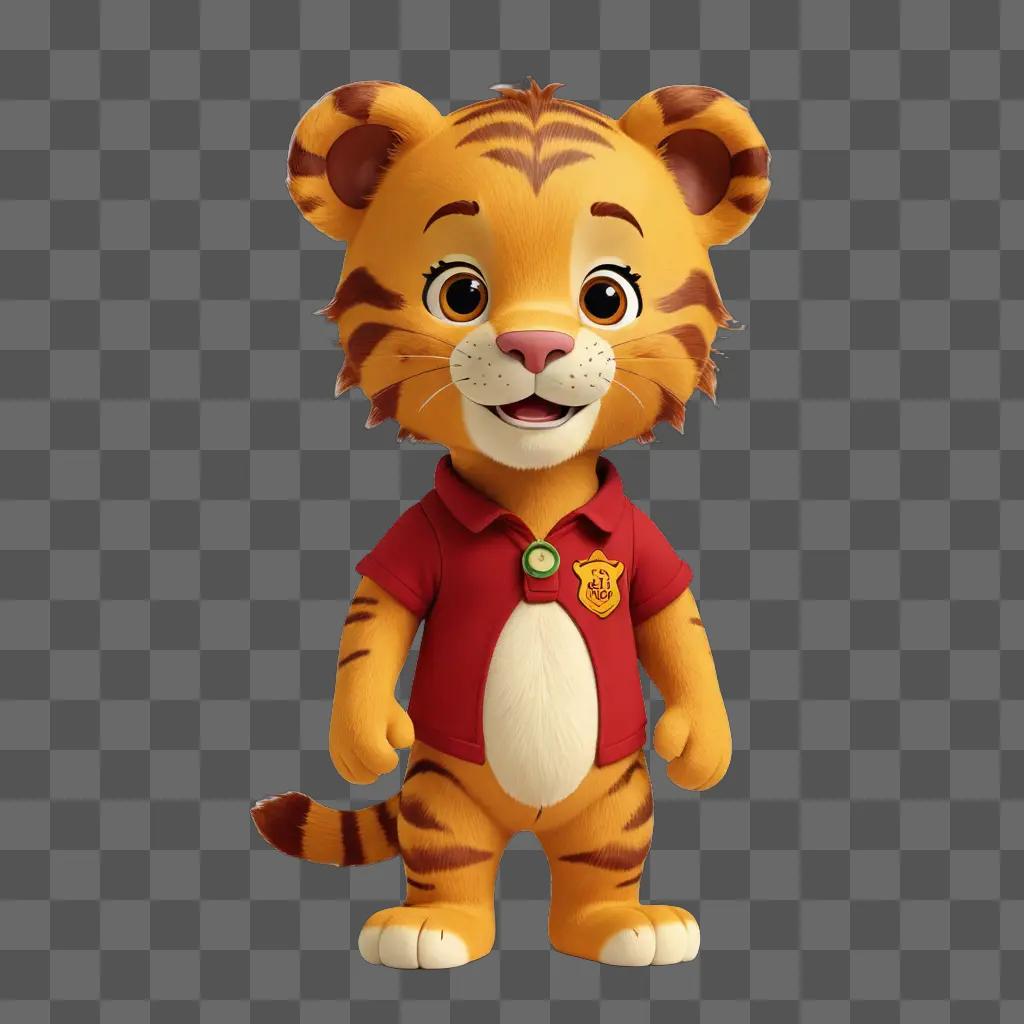 Daniel Tiger stands proudly in red shirt and collar