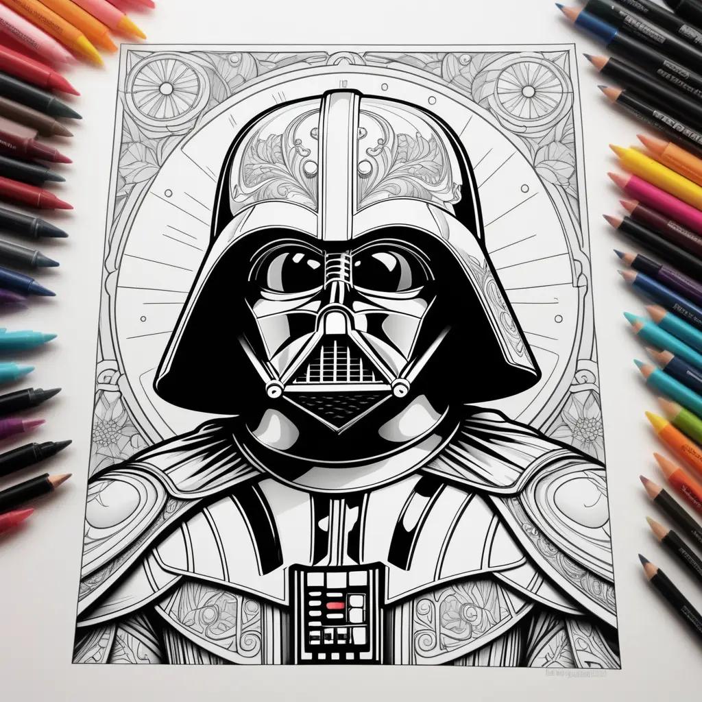 Darth Vader Coloring Page with Coloring Pencils