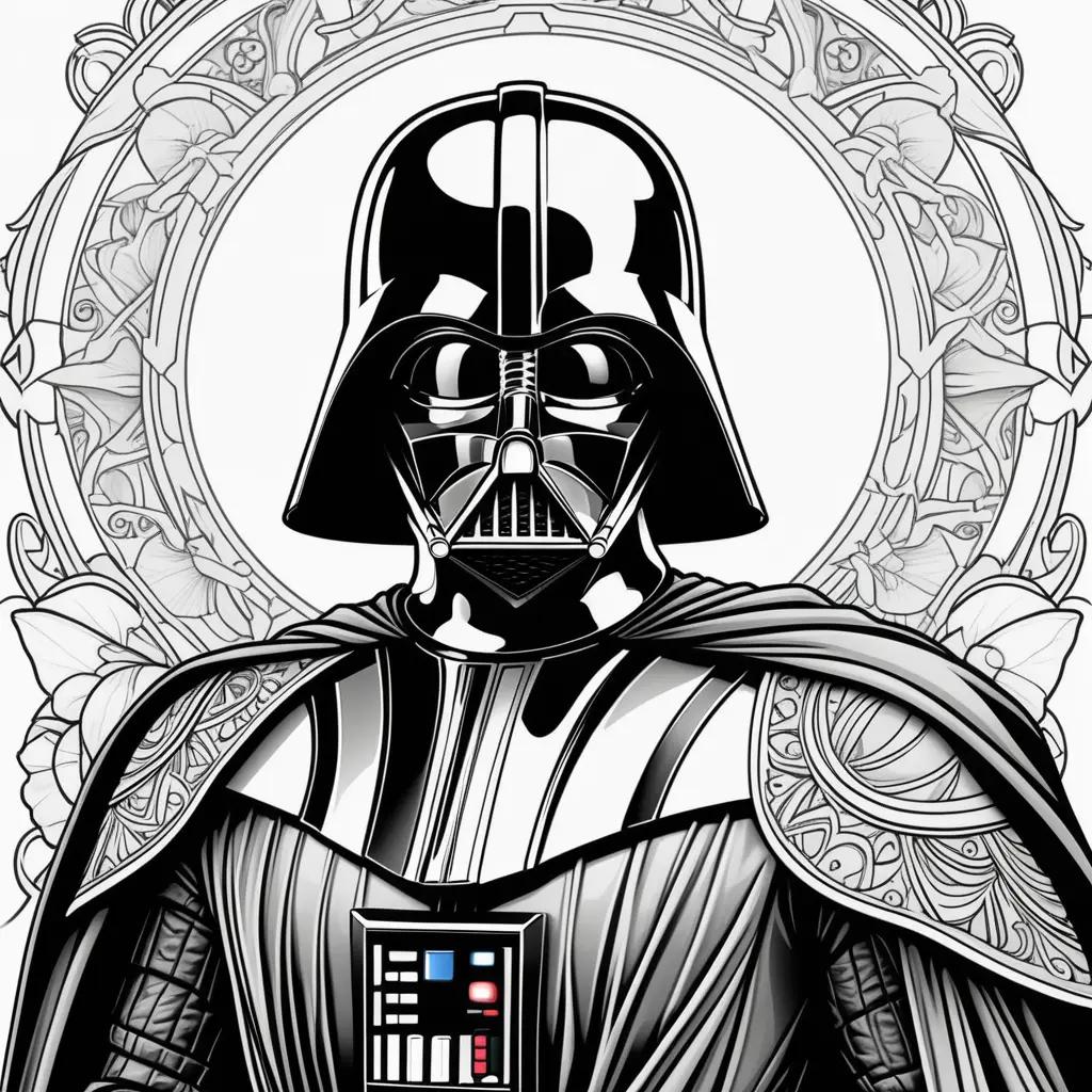 Darth Vader coloring page with black and white colors