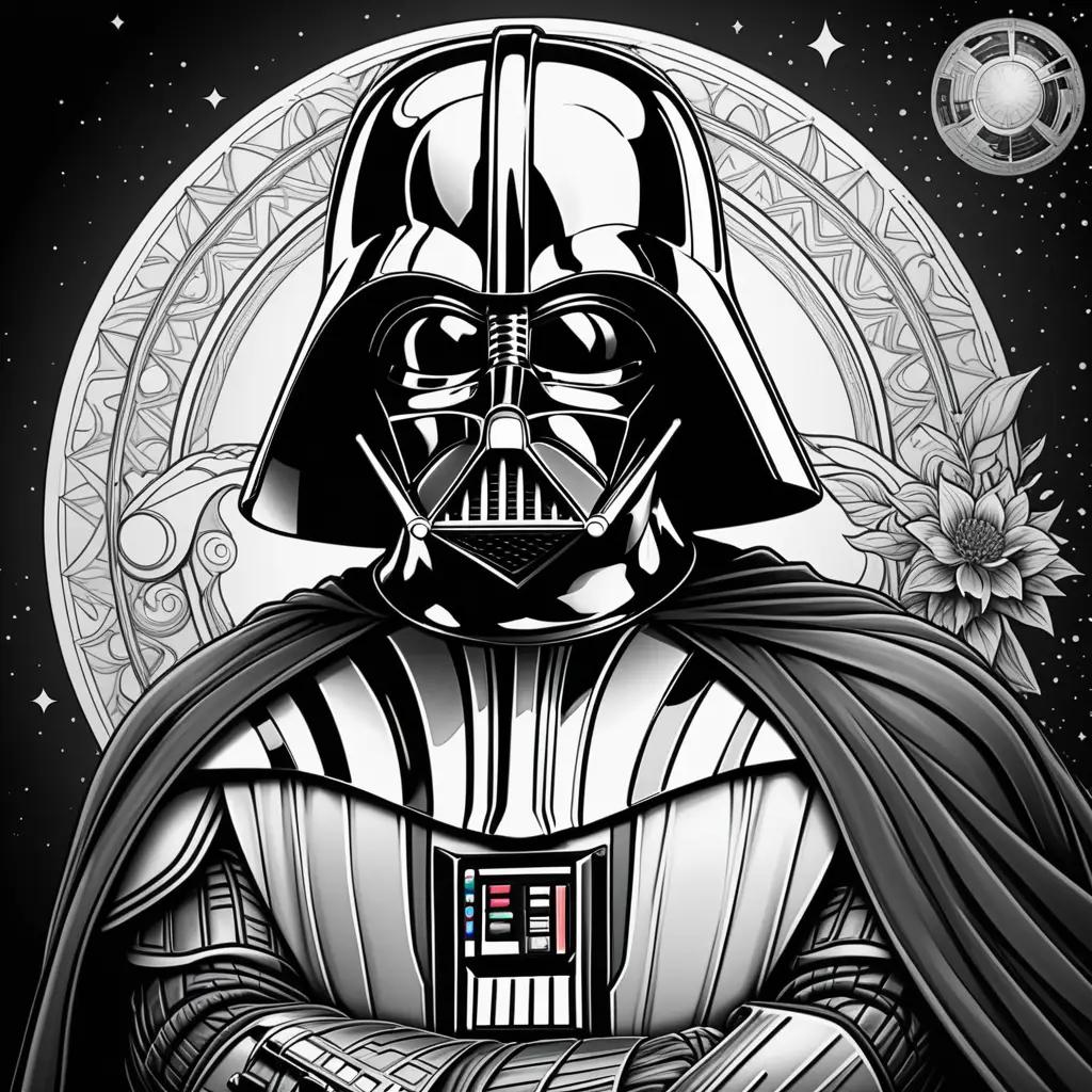 Darth Vader coloring page with intricate details