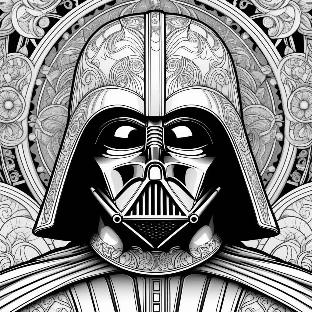 Darth Vader coloring page with intricate details