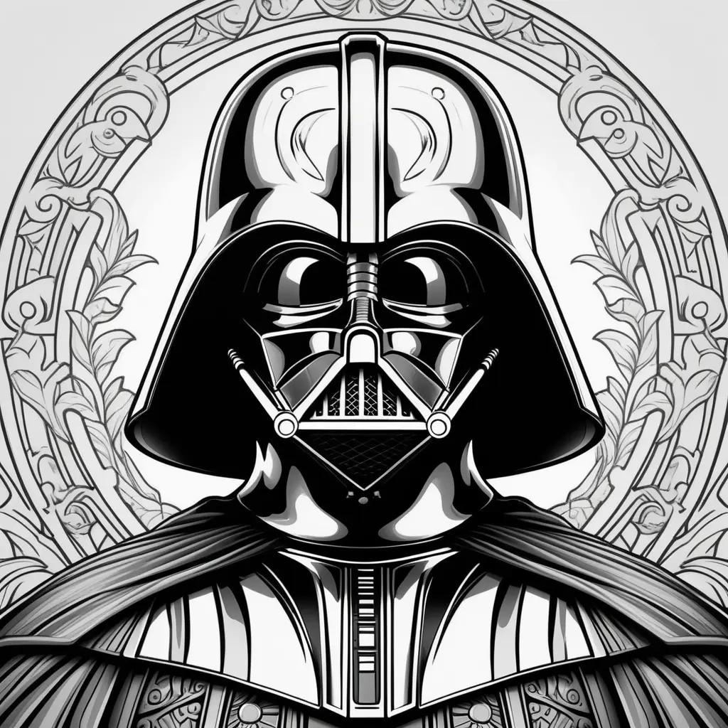 Darth Vader coloring pages with black and white design