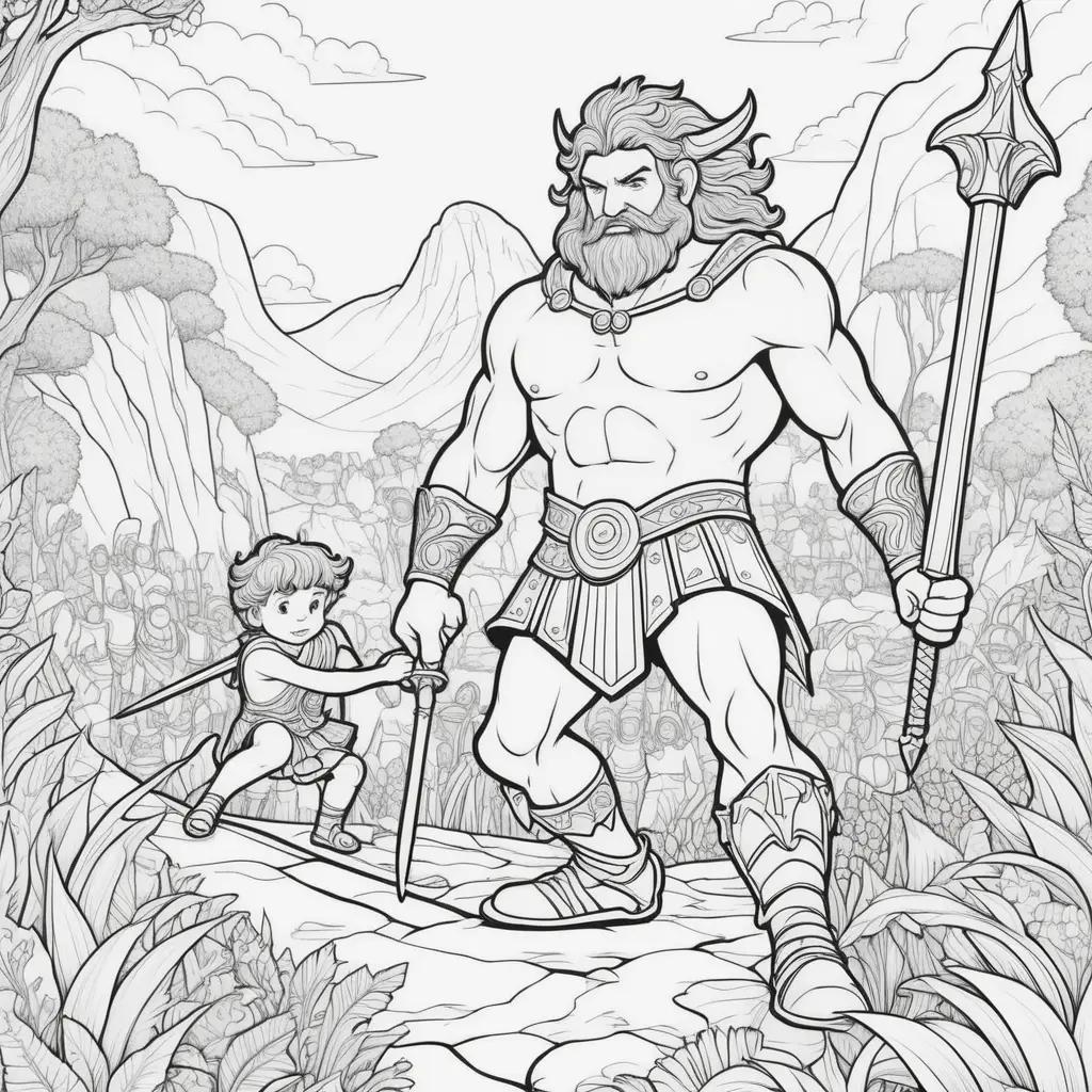 David and Goliath Coloring Page - Coloring Book