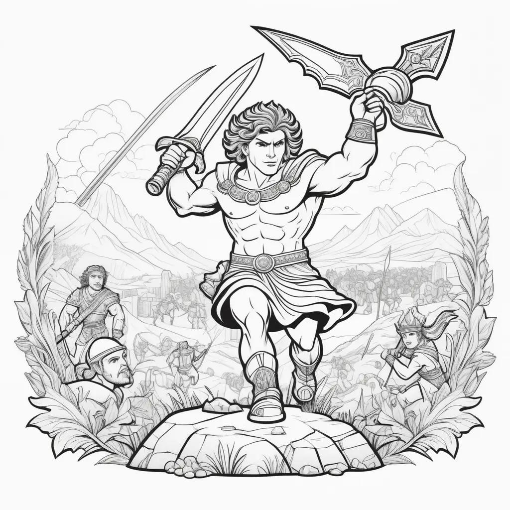 David and Goliath Coloring Page