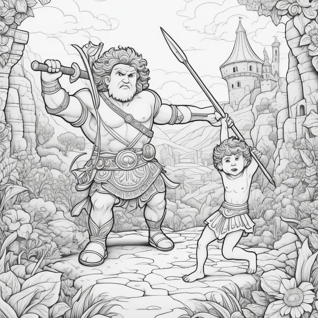 David and Goliath Coloring Page