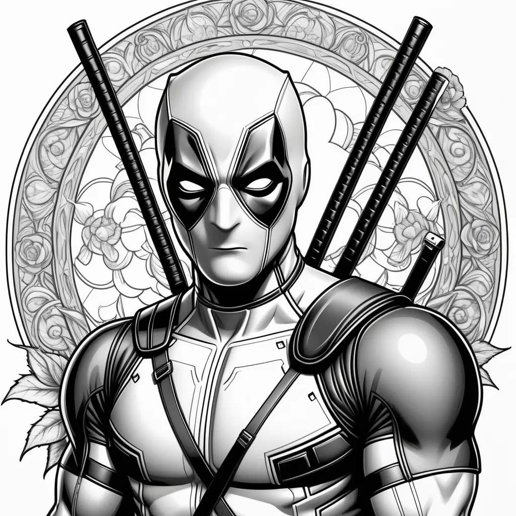 Deadpool Coloring Pages: A Hero in Black and White