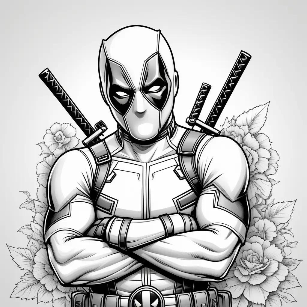 Deadpool Coloring Pages with Black and White Artwork