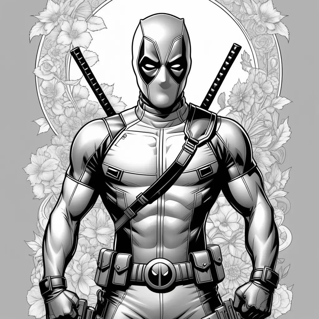 Deadpool coloring pages in black and white