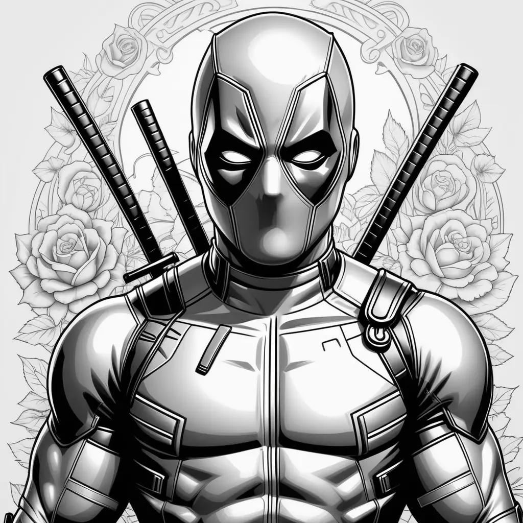 Deadpool coloring pages in black and white