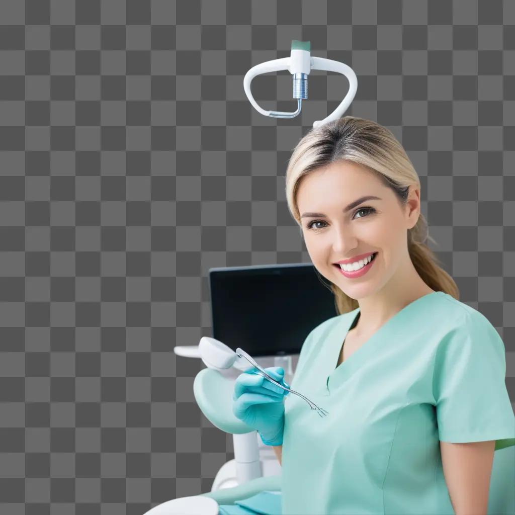 Dentist in scrubs smiles at camera