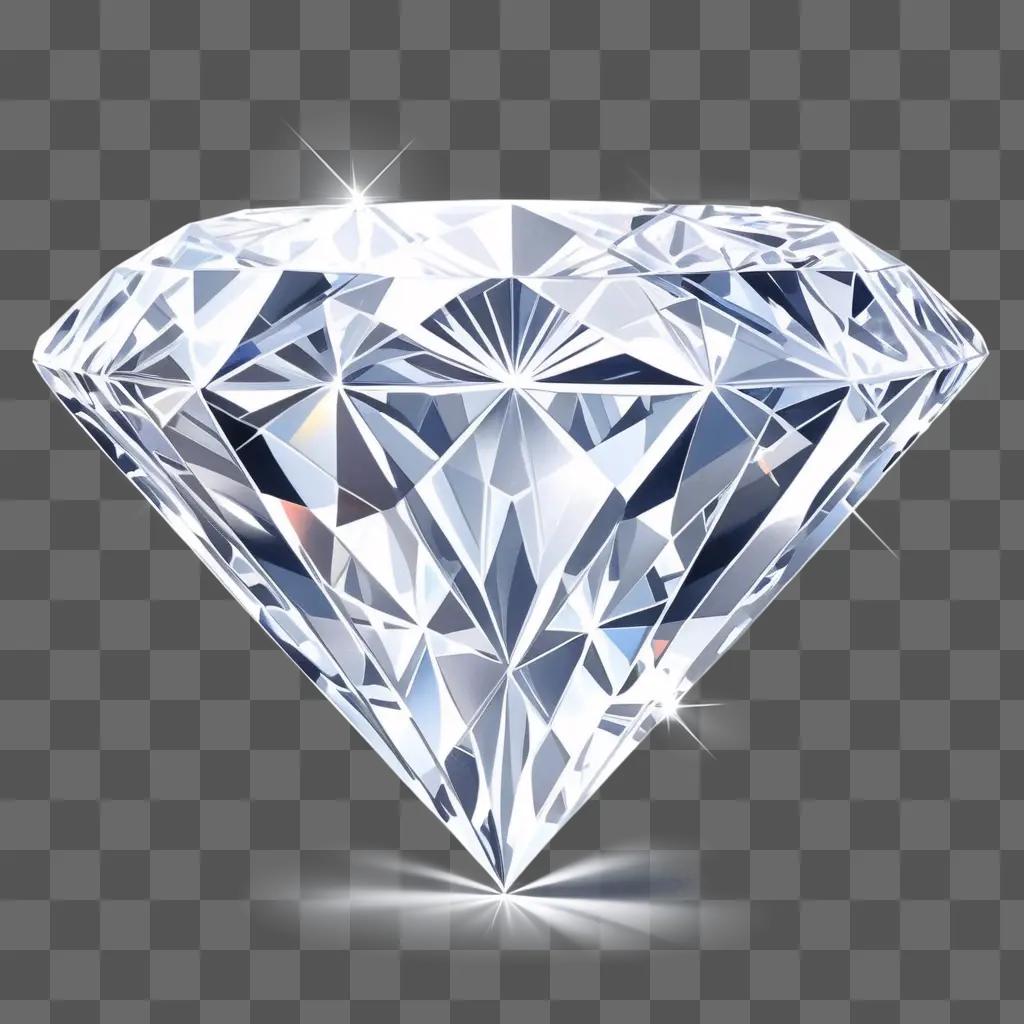 Diamond drawing of a shiny diamond on a gray background