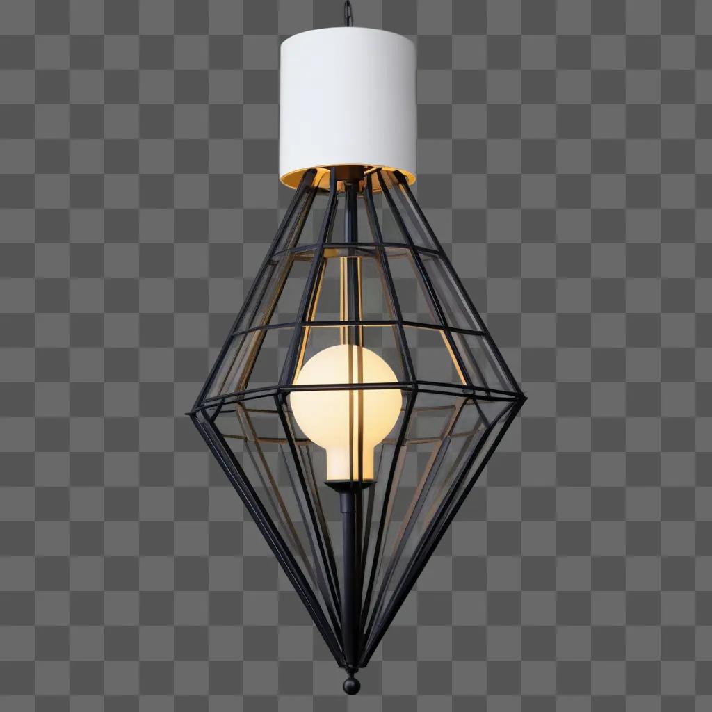 Diamond-shaped light fixture mounted to wall