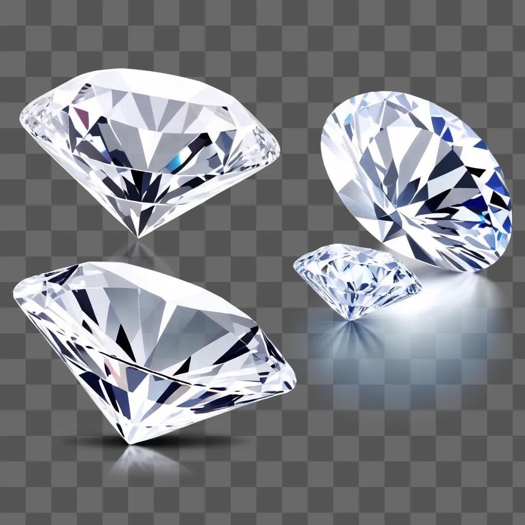 Diamonds in a transparent frame on a gray background