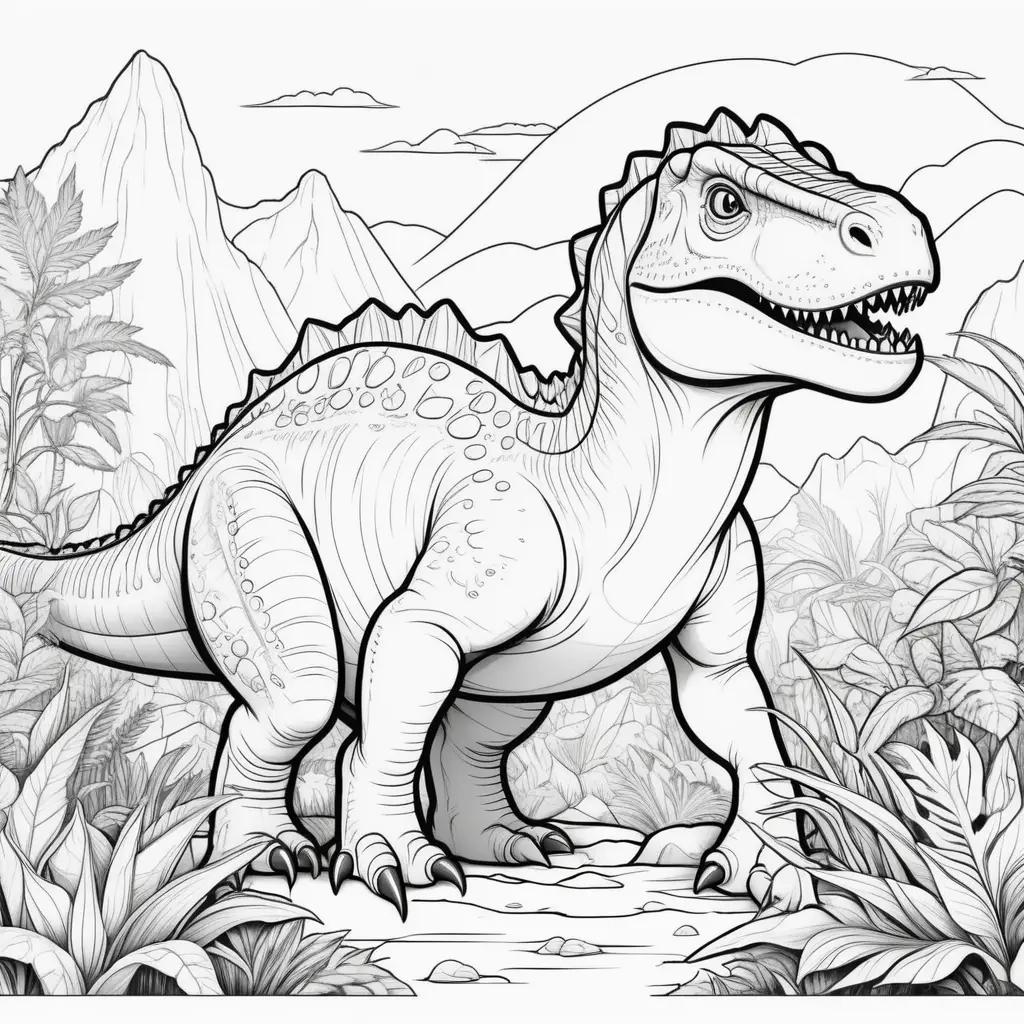 Dinosaur coloring pages, black and white, print at home