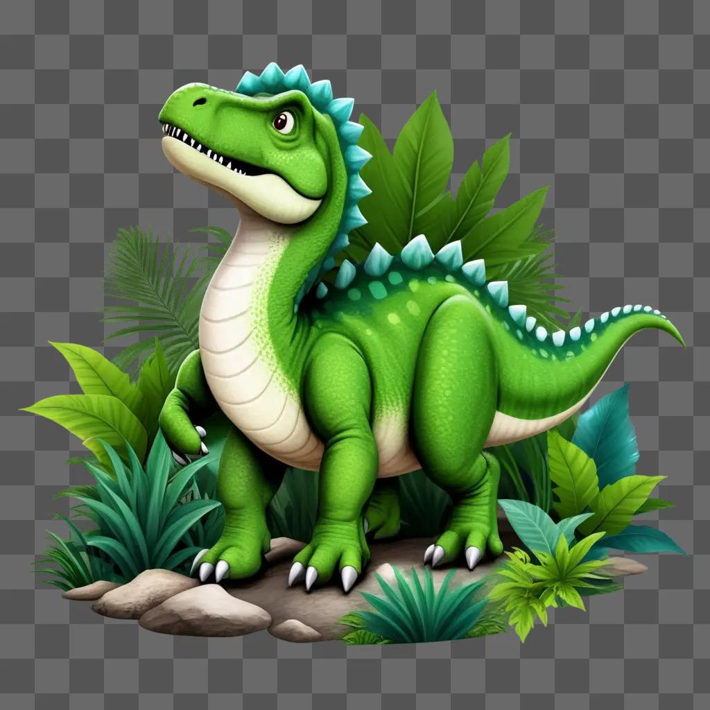 Dinosaur with green and blue colors on green background