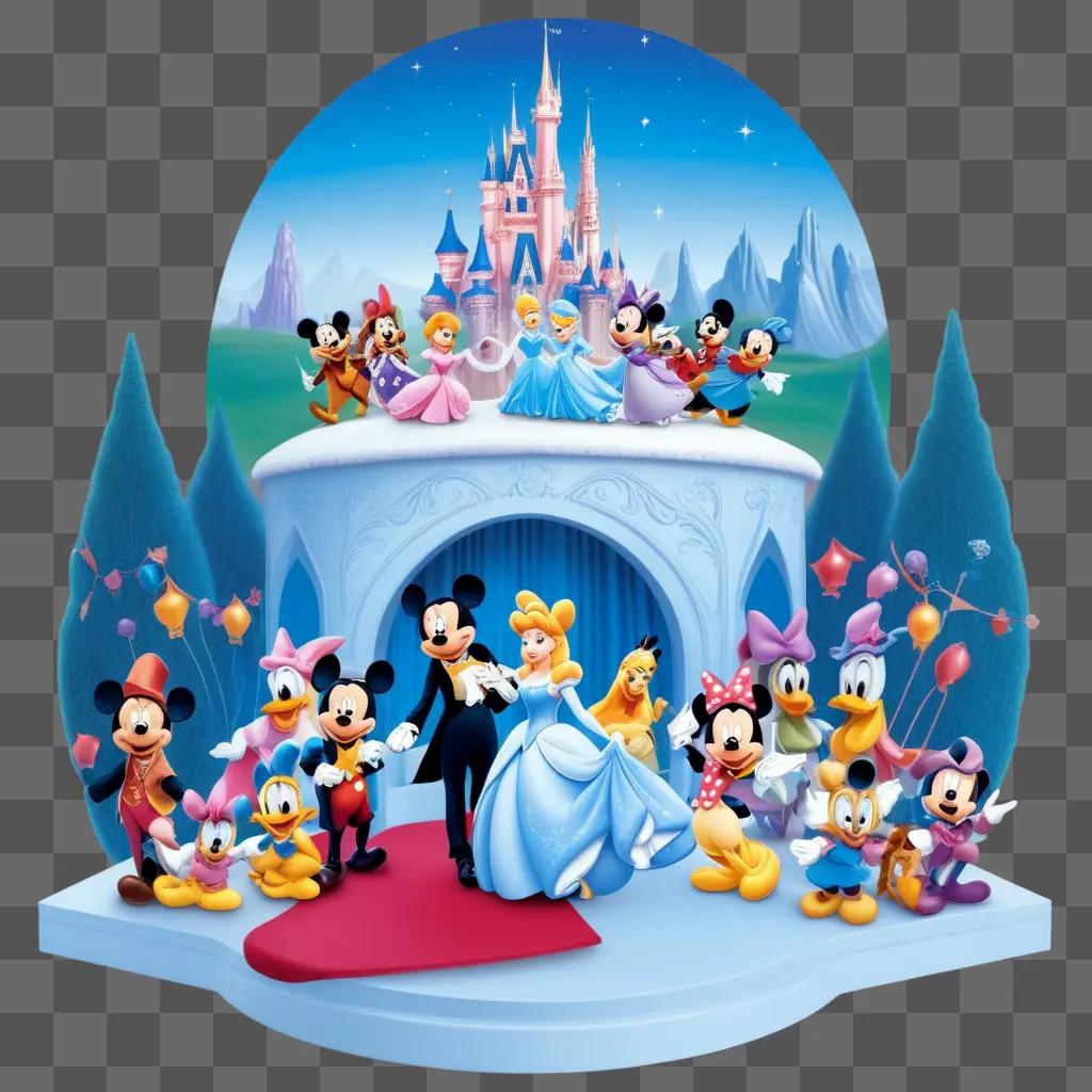 Disney Characters in a magical castle setting