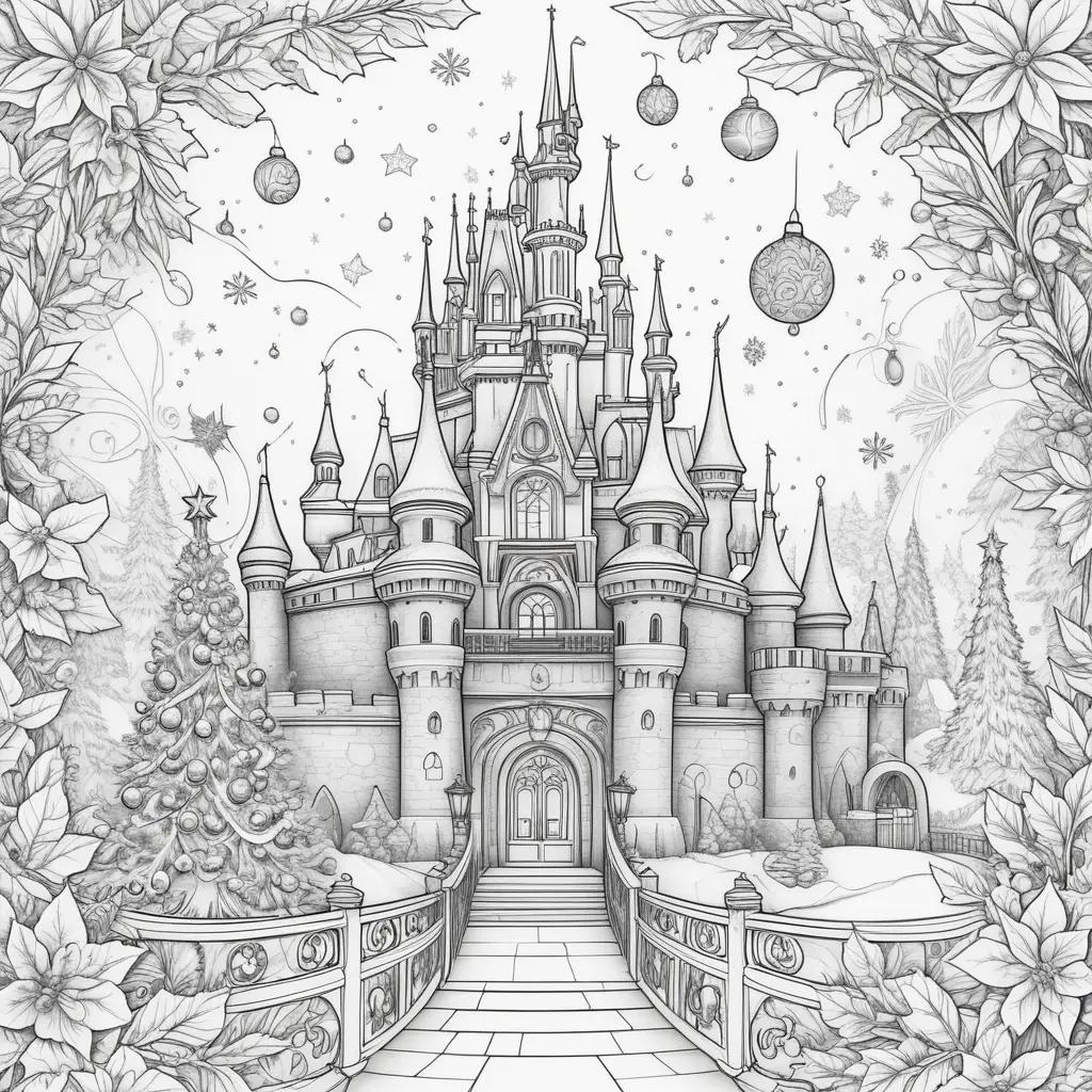 Disney Christmas castle coloring page