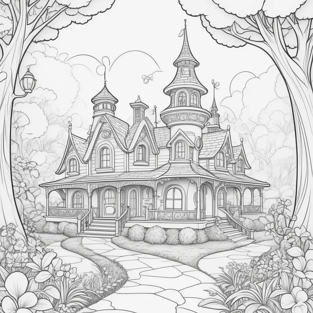 Disney Coloring Page of a House with Mickey Mouse Clubhouse