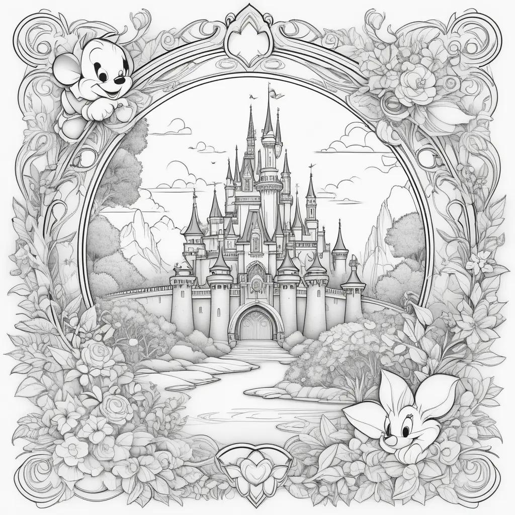 Disney Coloring Pages: Castle and Animals