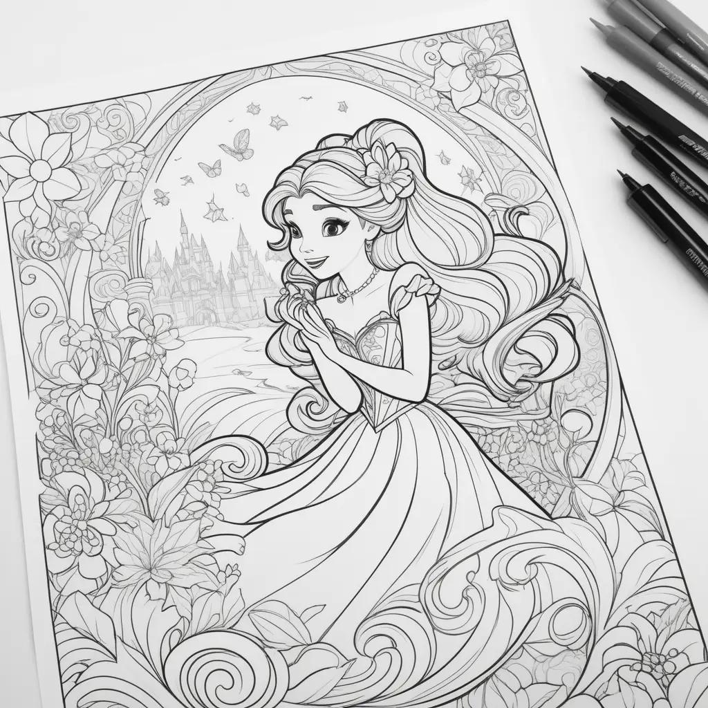 Disney Coloring Pages Printable: Princess, Castle, Flowers, and Coloring Book