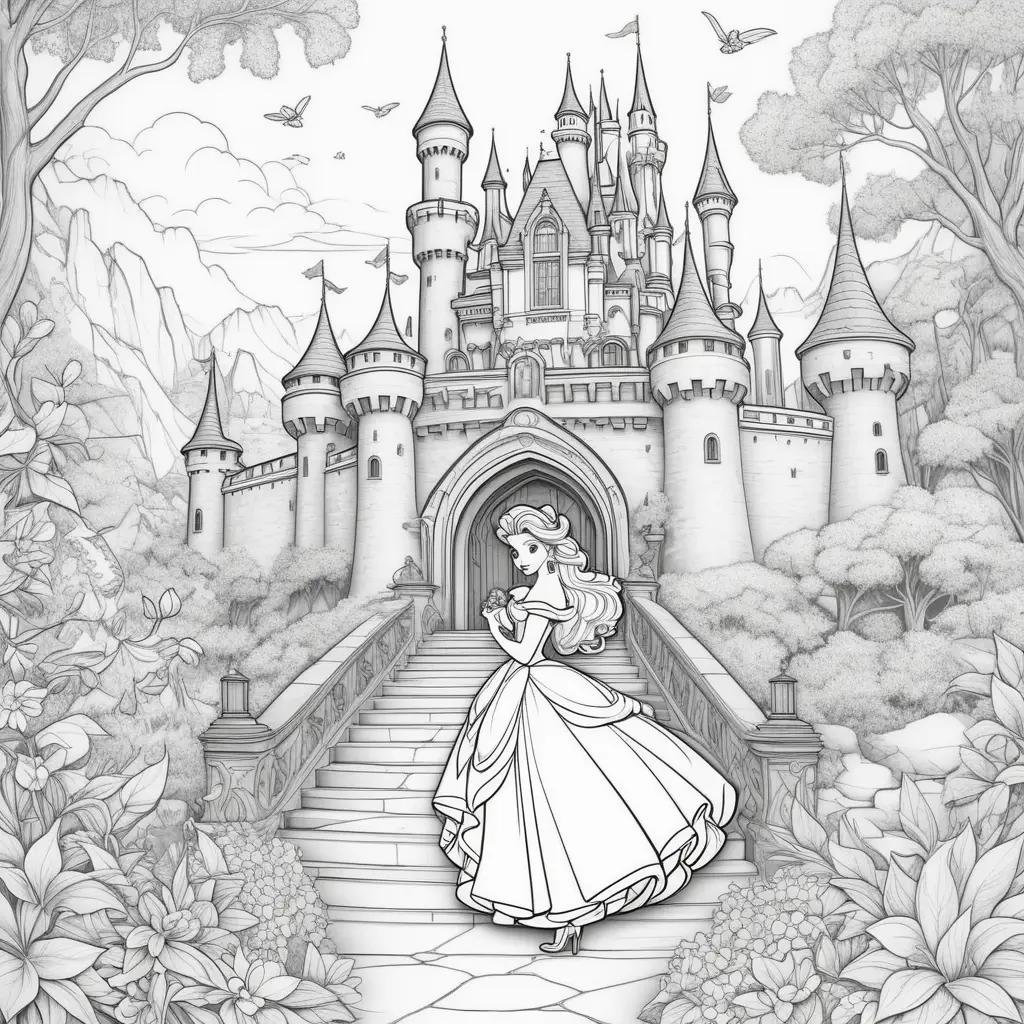 Disney Coloring Pages for Adults: Princess Belle Coloring Page