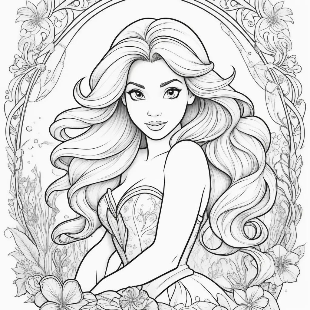 Disney Princess Ariel Coloring Pages with a Ring