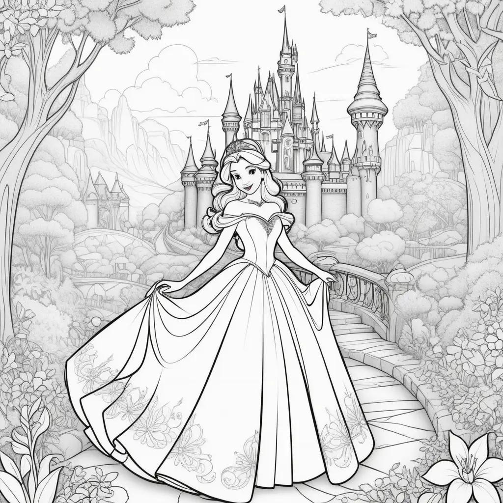 Disney Princess Belle Coloring Page: Printable Disney Coloring Pages