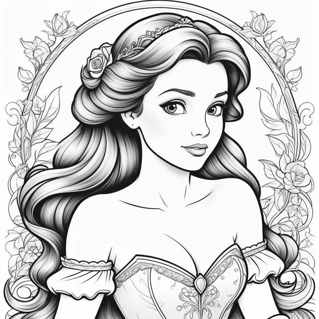 Disney Princess Belle coloring pages black and white