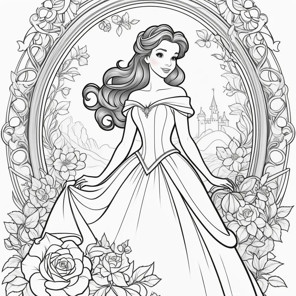 Disney Princess Belle coloring pages for kids