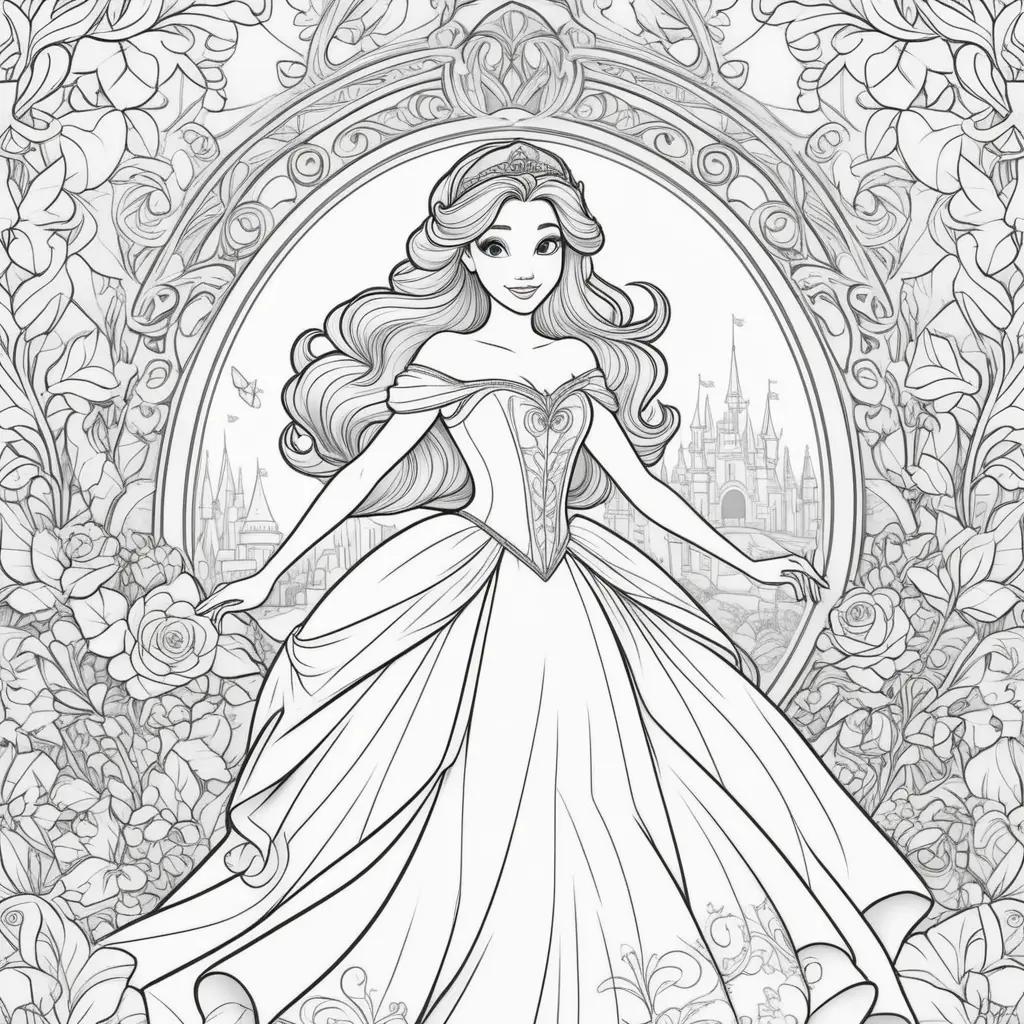 Disney Princess Coloring Book Pages Featuring Belle and the Beast