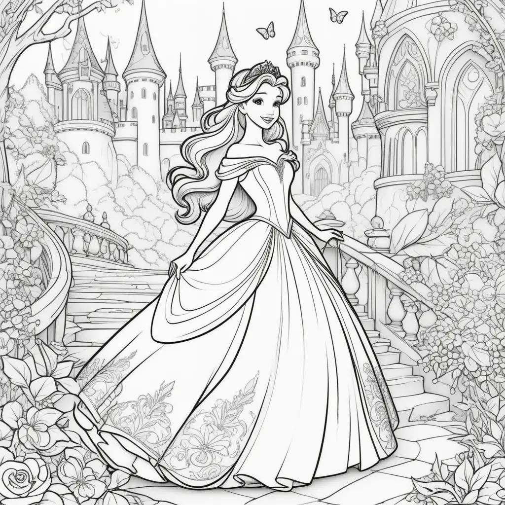 Disney Princess Coloring Pages Featuring Belle and Snow White