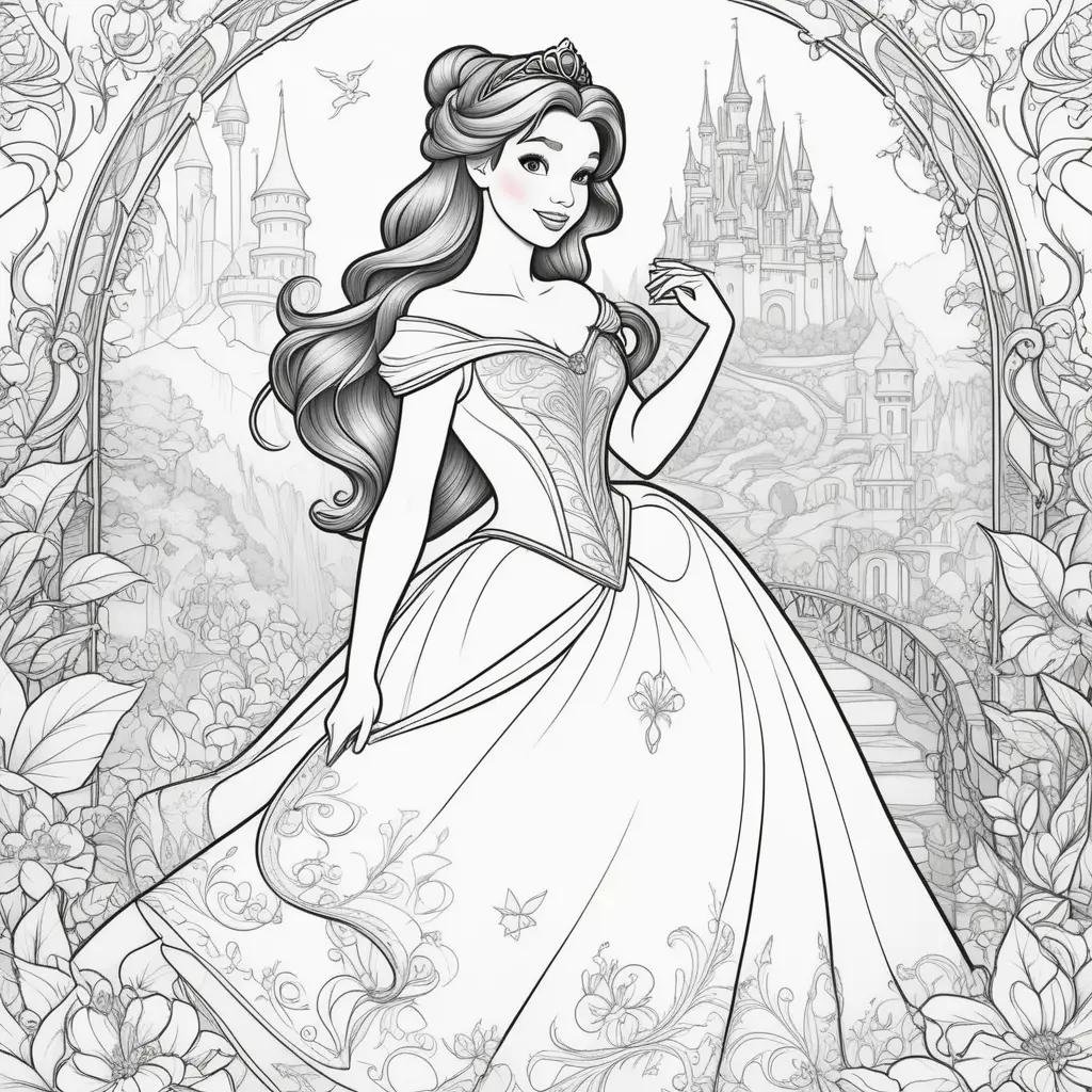 Disney Princess Coloring Pages with Belle