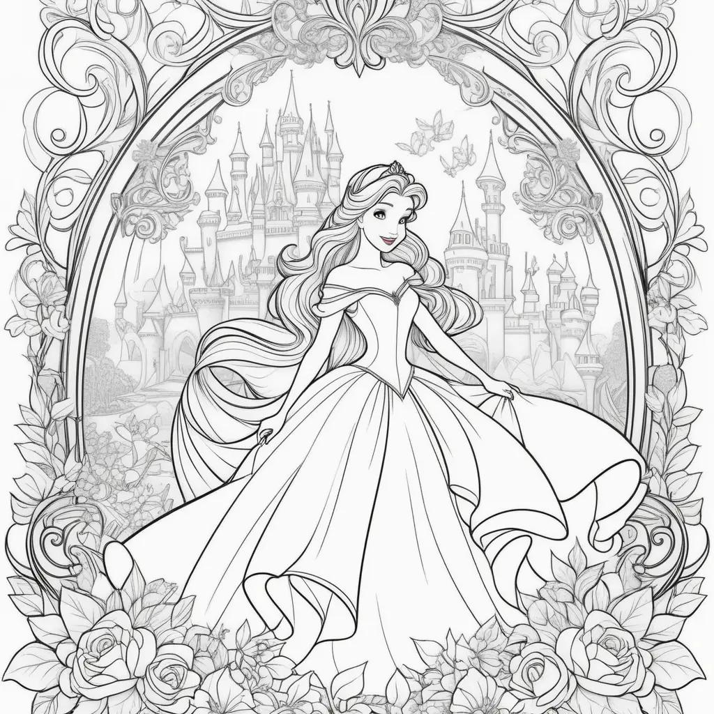 Disney Princesses Coloring Pages with Royal Castle