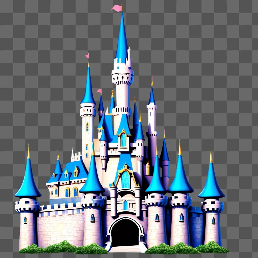 Disney castle with blue and white colors