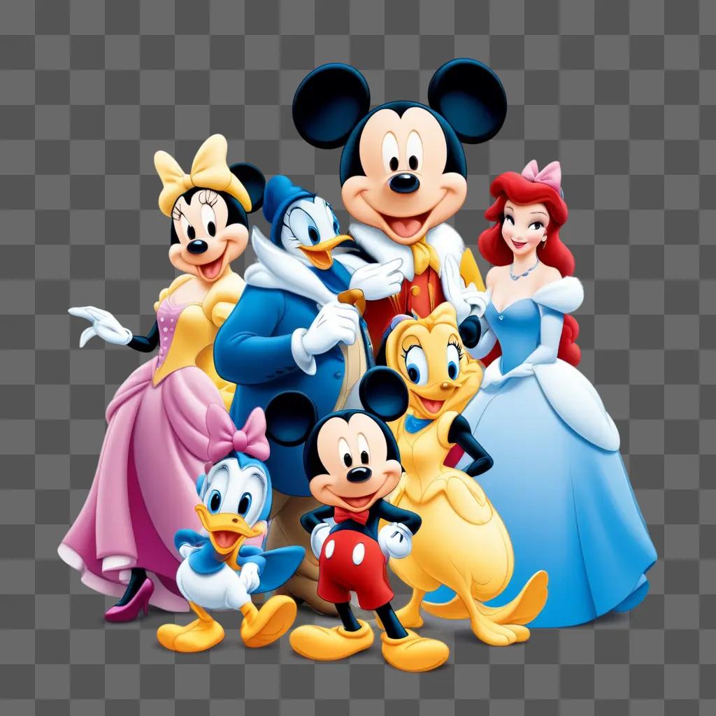 Disney characters pose for a picture