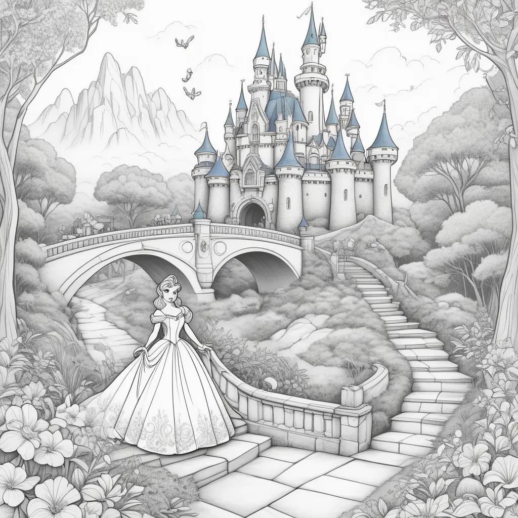 Disney coloring pages: princess castle scene