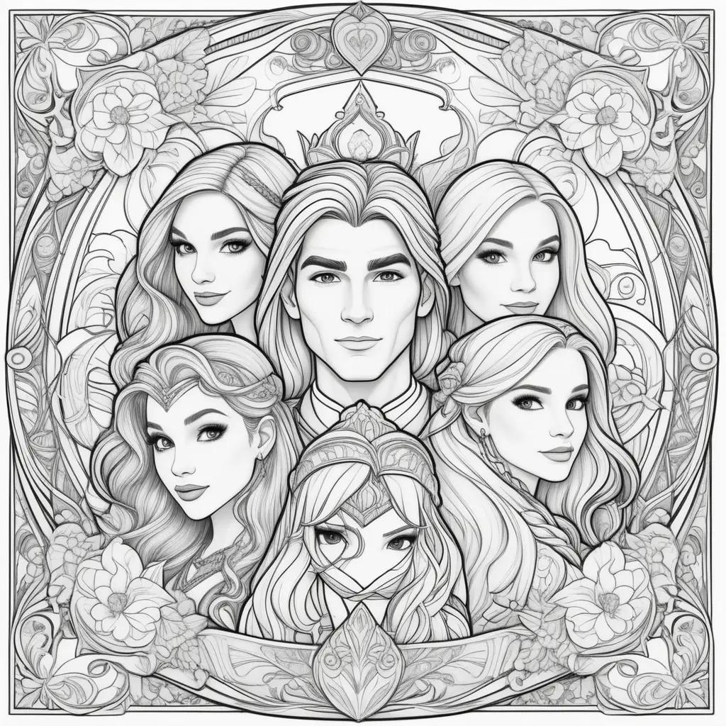 Disney coloring pages for adults with princesses and royalty