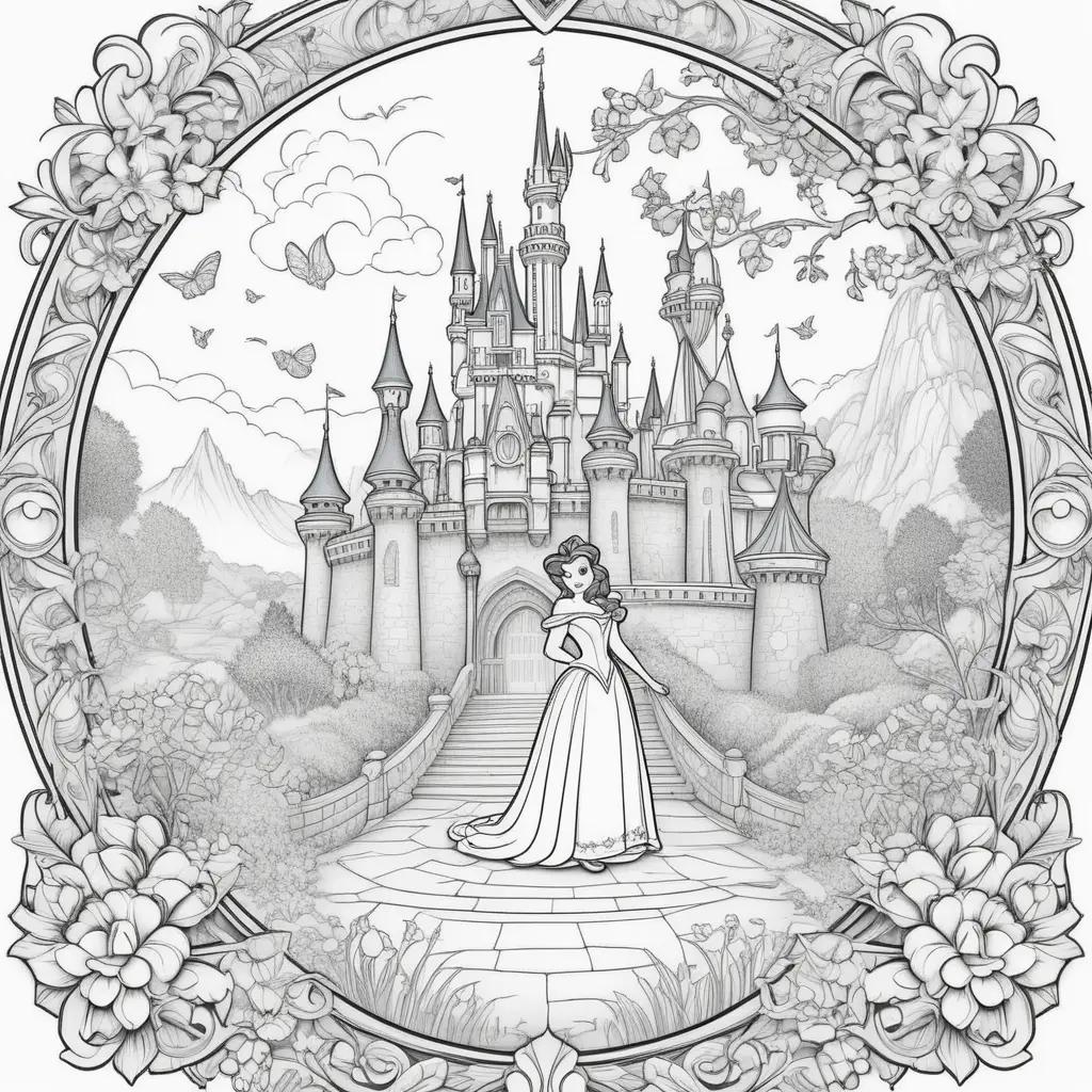 ディズニーのぬりえ無料:プリンセスと城