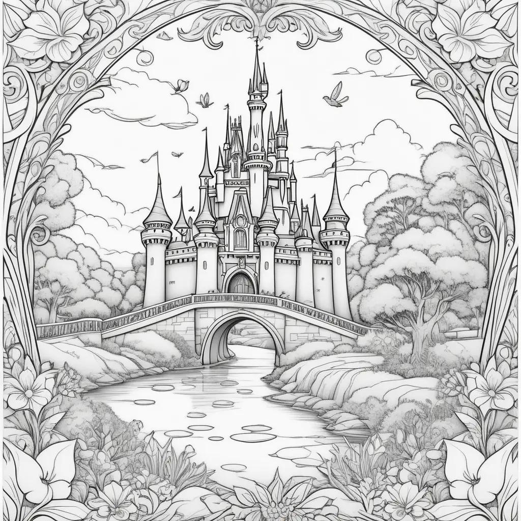 Disney coloring pages to print with castle and river