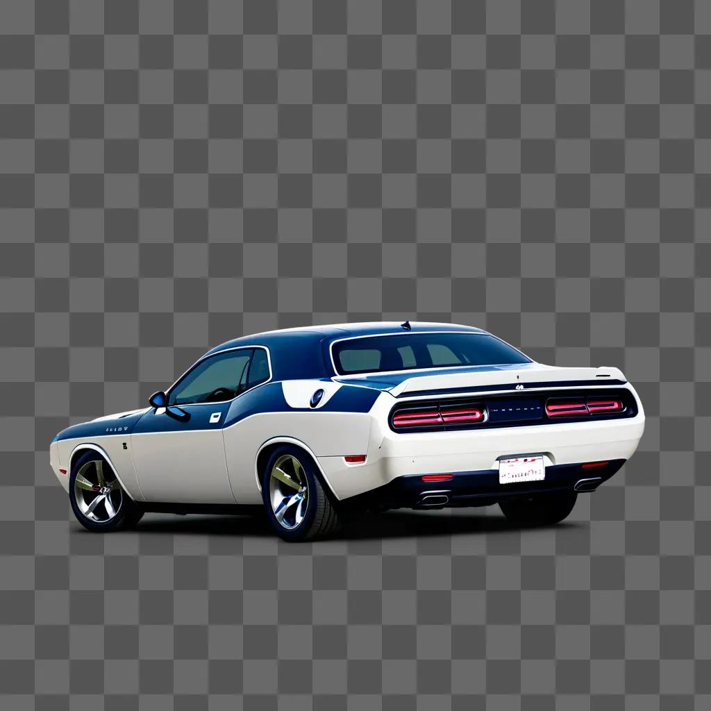 Dodge Challenger with a blue and white stripe