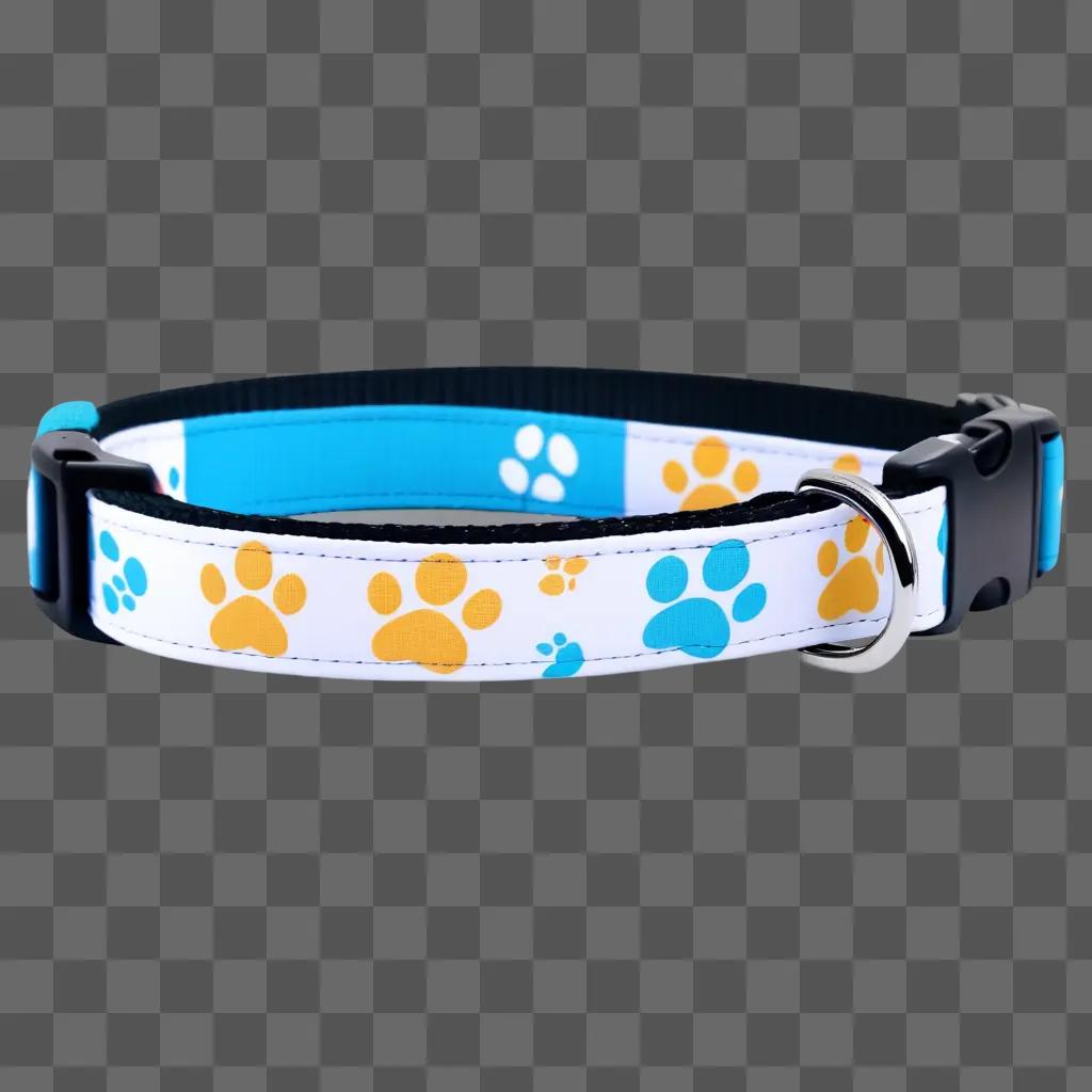 Dog collar with glowing paw prints