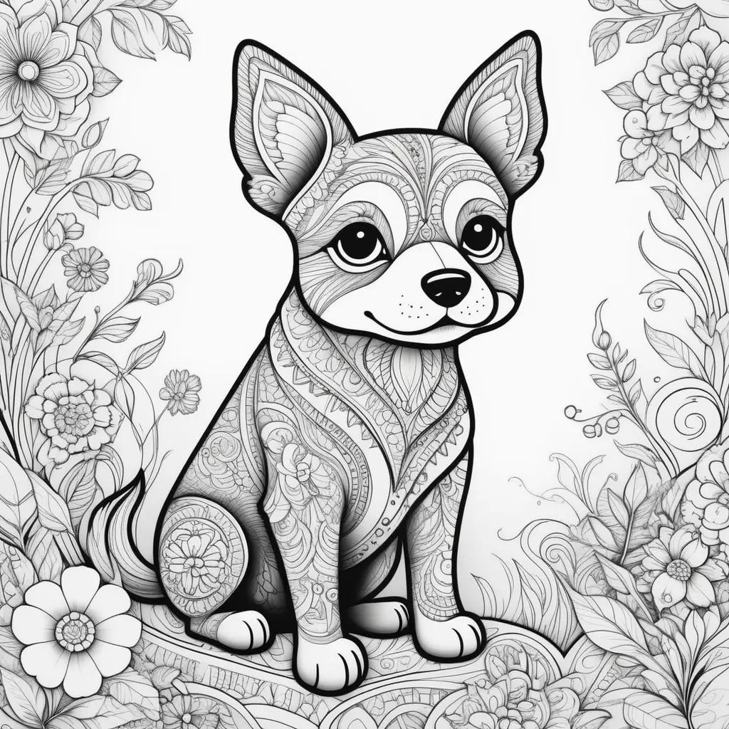 Dog coloring pages for adults with intricate patterns and designs