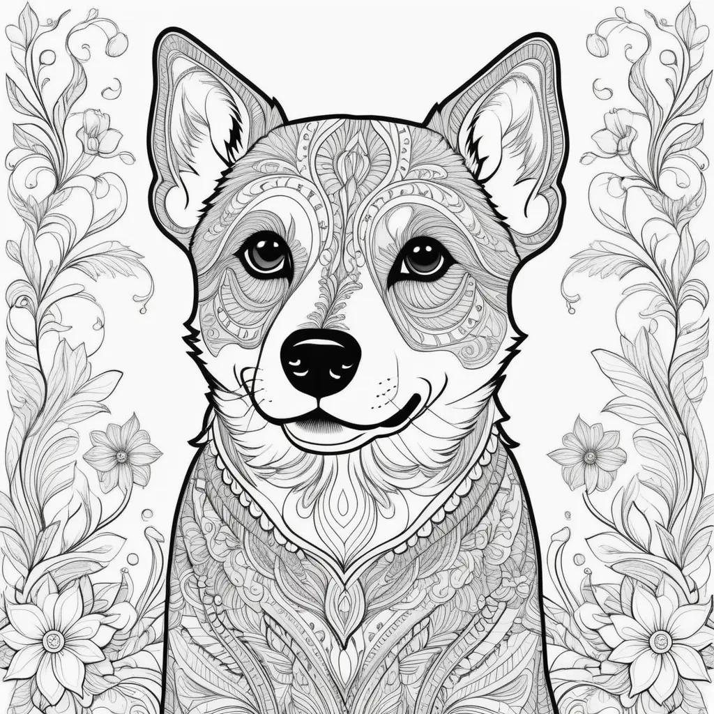 Dog coloring pages with intricate patterns