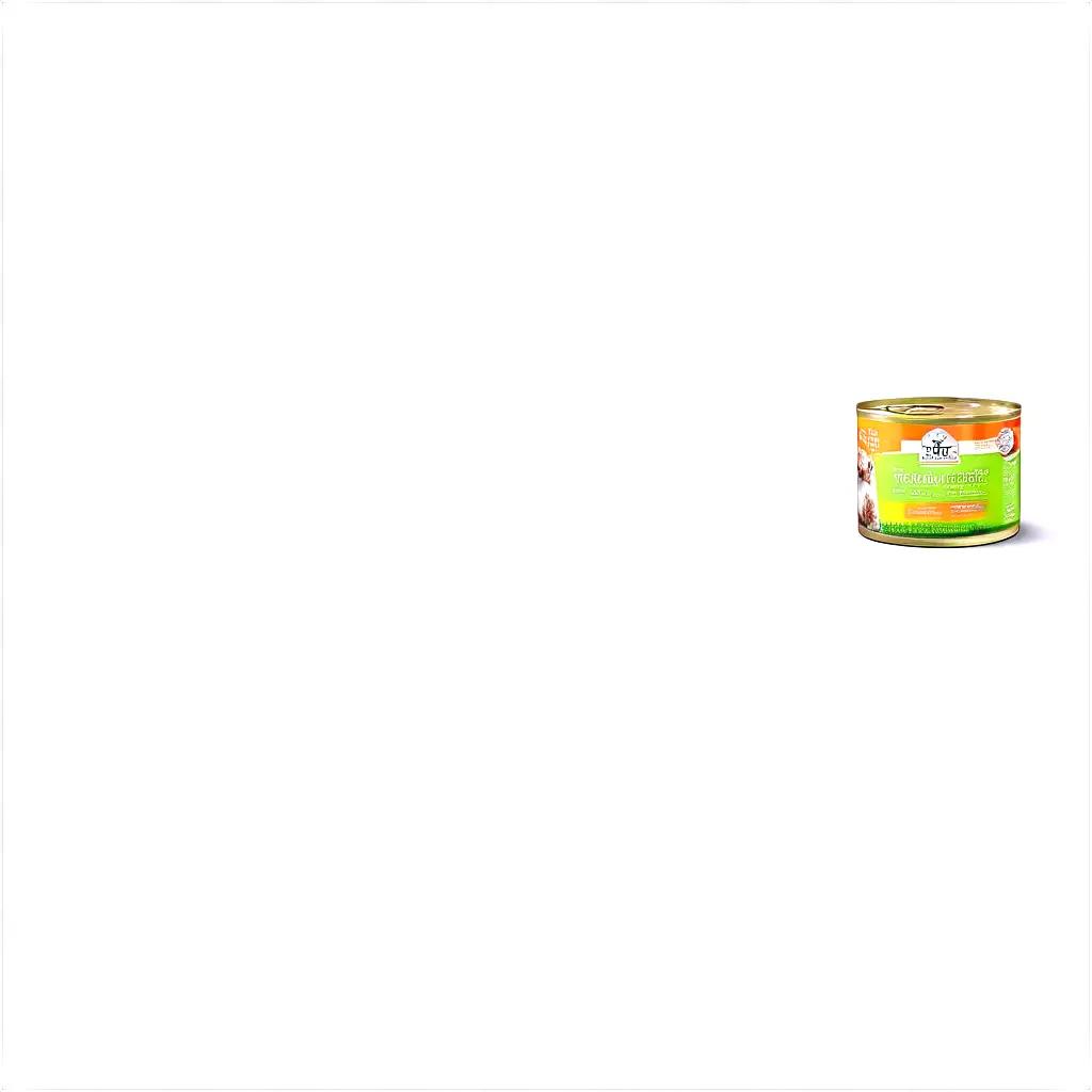 Dog food in a can on a white background