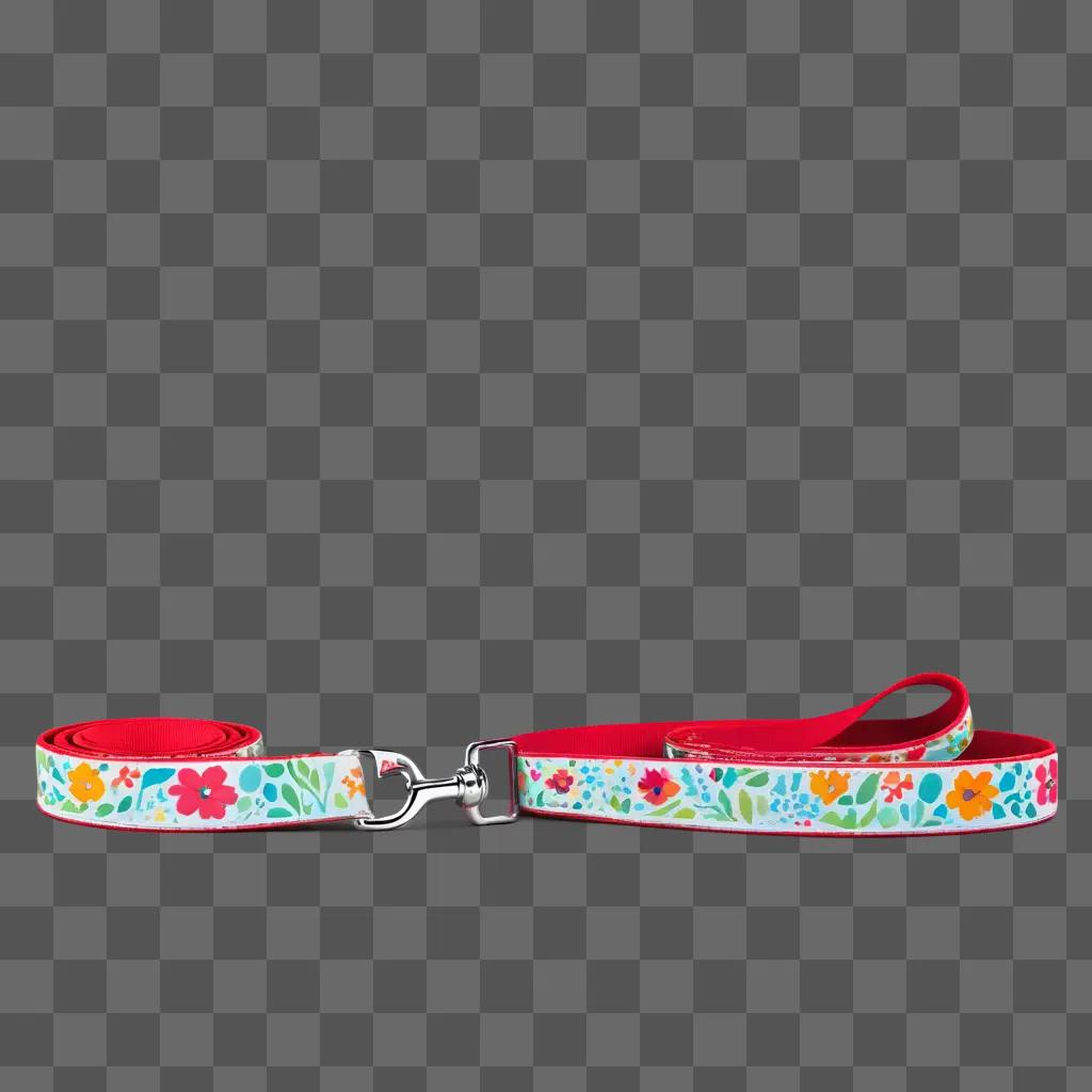 Dog leash with colorful flowers and metal buckle