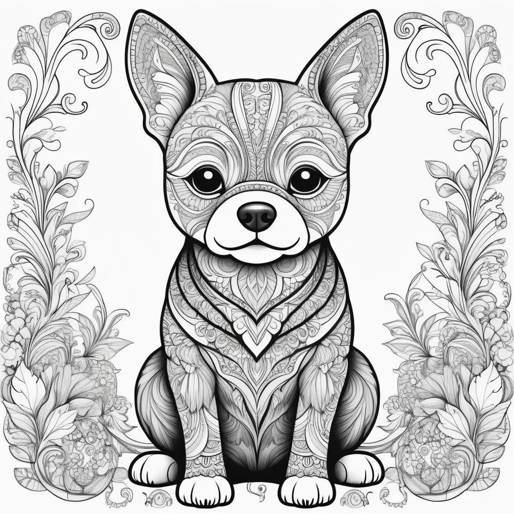 Dog man coloring pages with black and white design